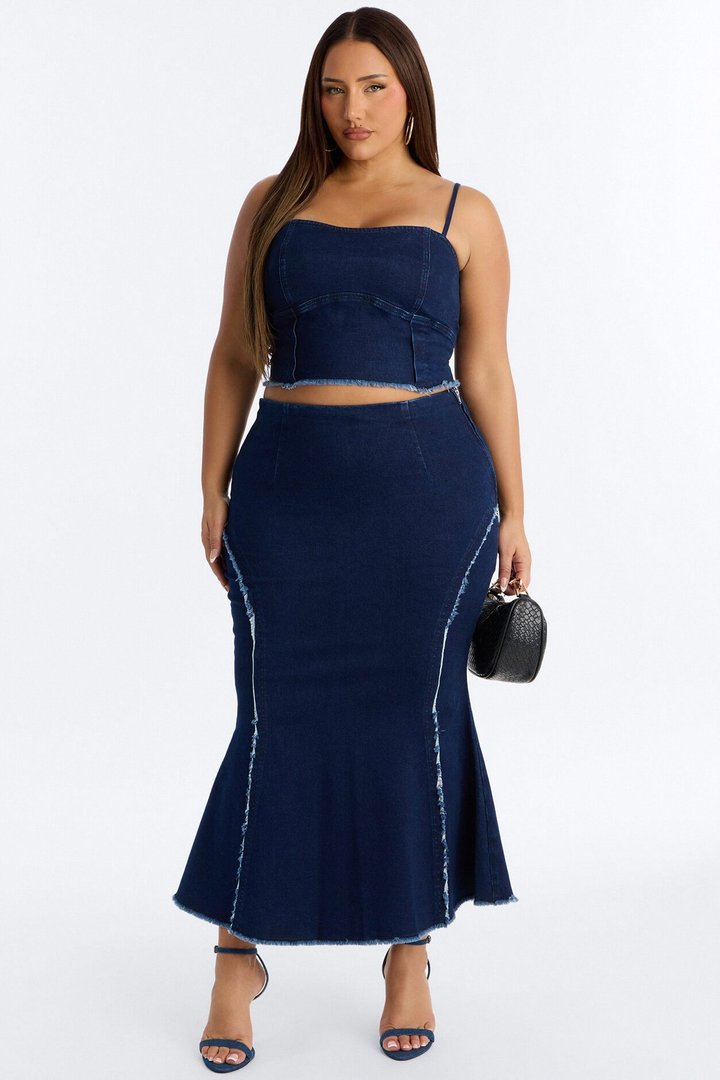 Daydreamer Denim Skirt Set - Dark Wash