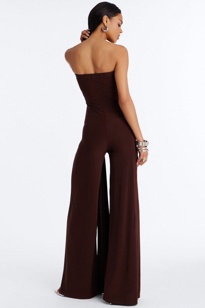 Heat Check Wide Leg Jumpsuit - Chocolate
