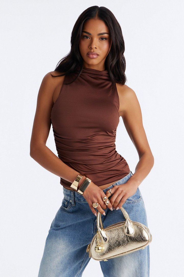 Don't Drop The Ball Faux Leather Satchel - Gold