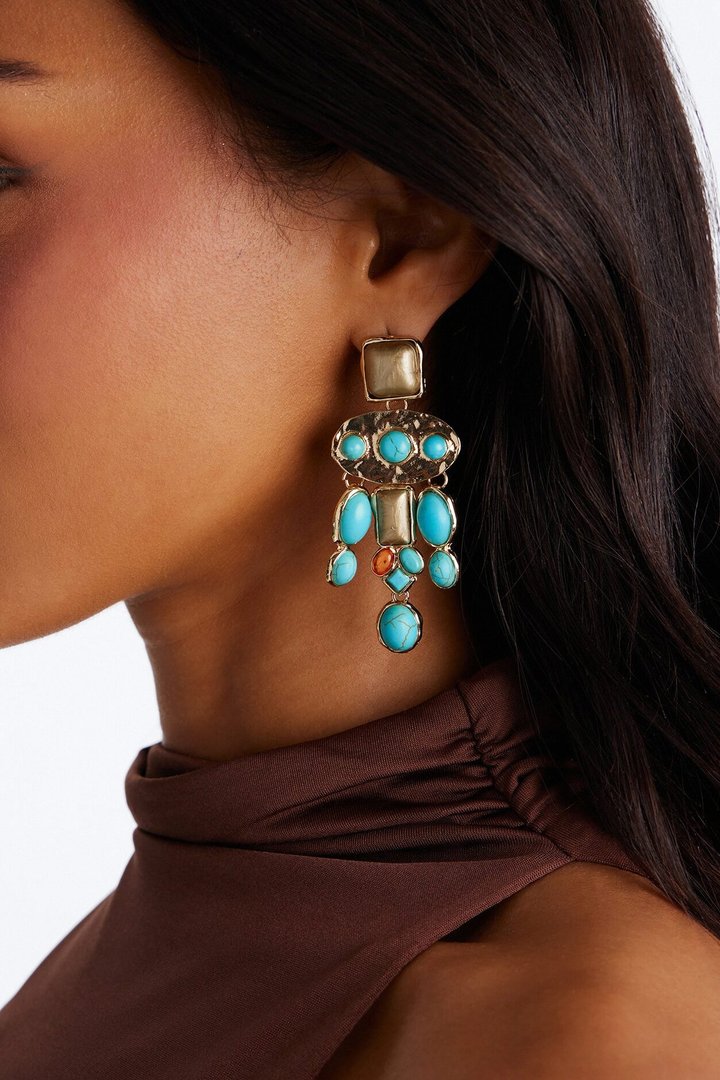 Mya Jeweled Earrings - Turquoise