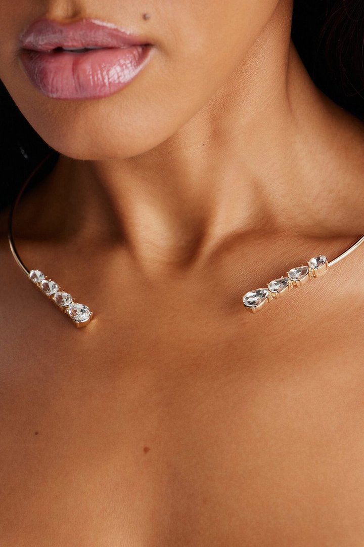 Bella Noche Rhinestone Choker - Gold