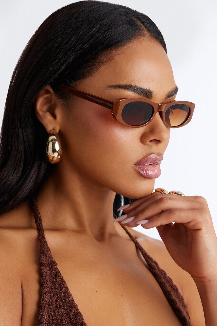 Huda Cat Eye Sunglasses - Brown