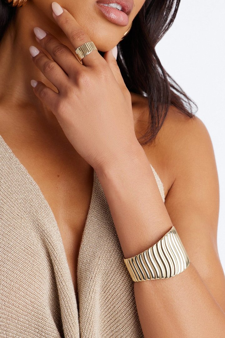Helena 2 Piece Bracelet And Ring Set - Gold