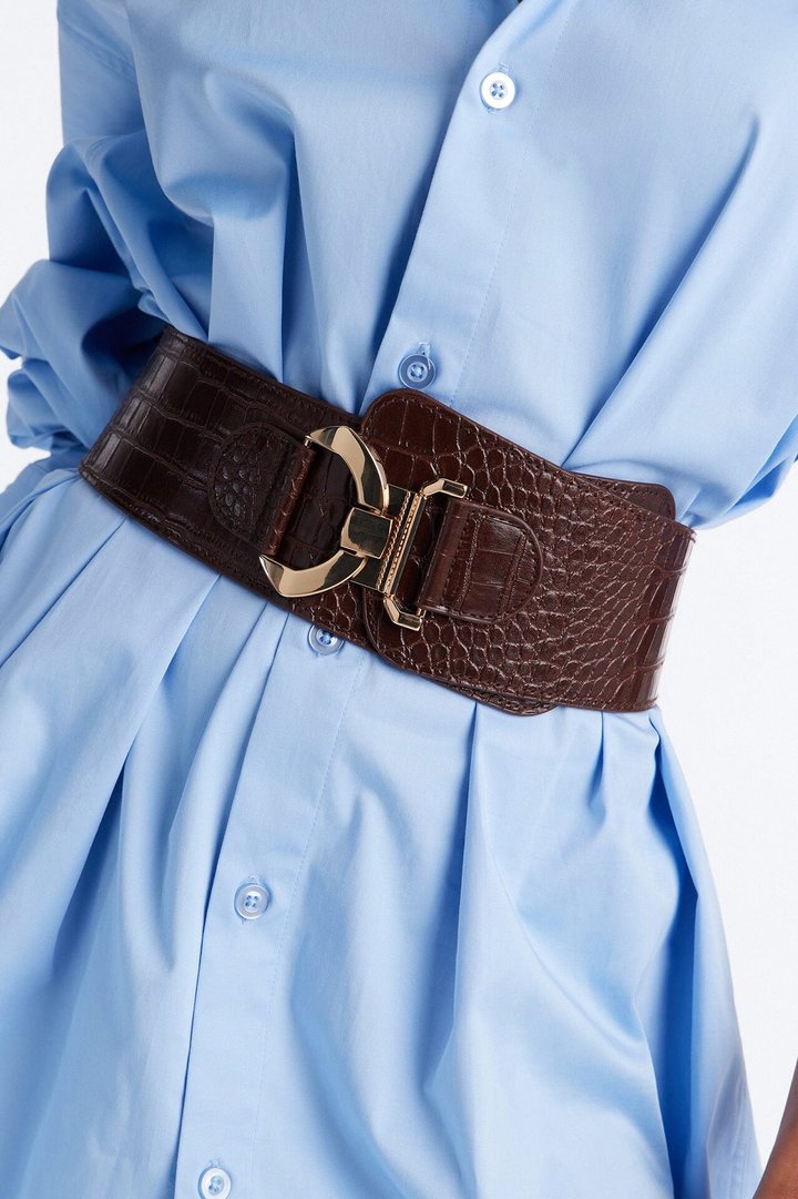 Happy Hour Faux Leather Belt - Brown
