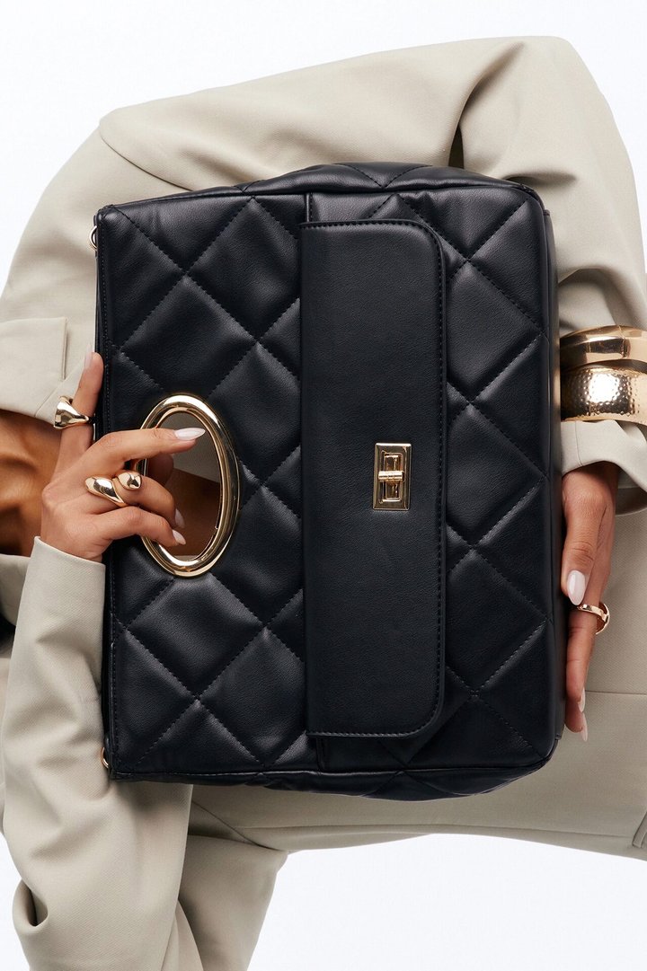 Nine To Five Faux Leather Crossbody Handbag And Wallet Set - Black