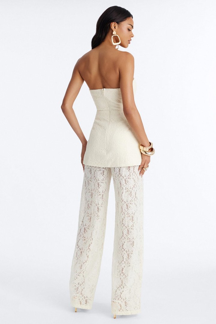 Stella Lace Strapless Jumpsuit - Cream