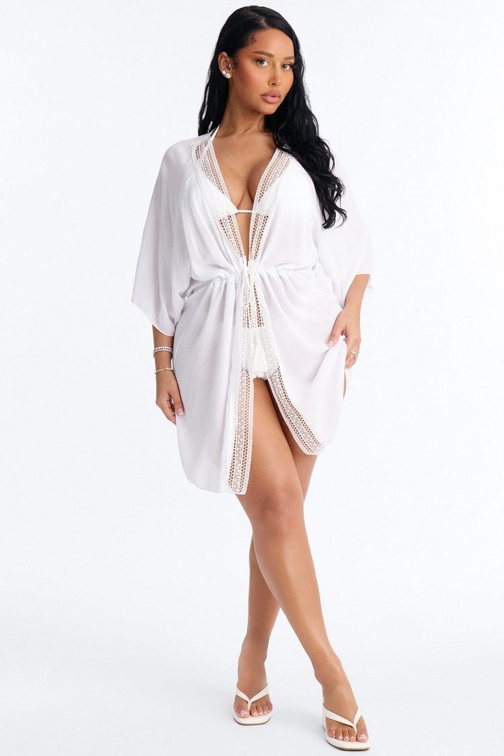 Paradise Living Cover Up Kimono Dress - White