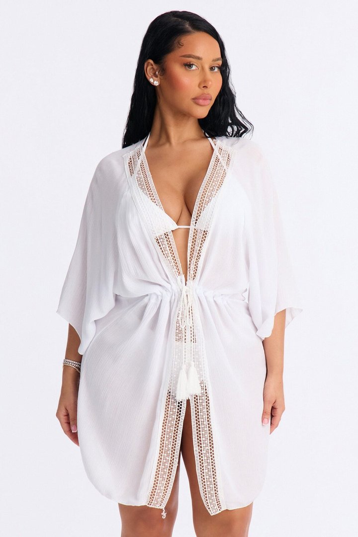 Paradise Living Cover Up Kimono Dress - White