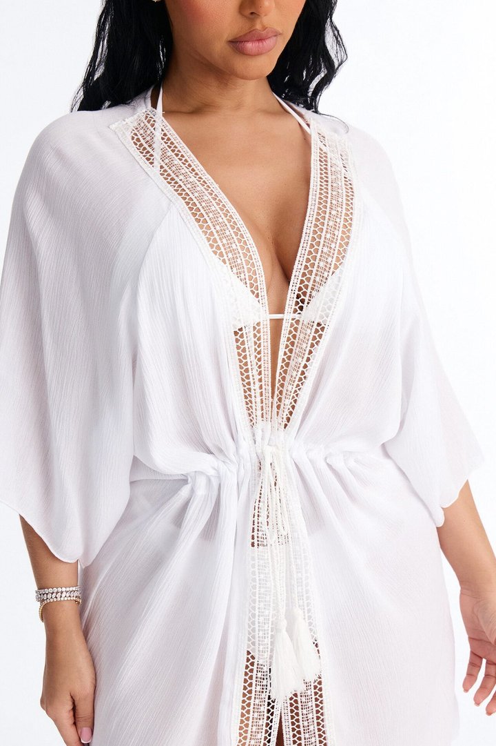Paradise Living Cover Up Kimono Dress - White