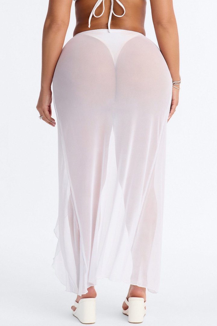 Summer Sunsets Rosette Mesh Cover Up Skirt - White