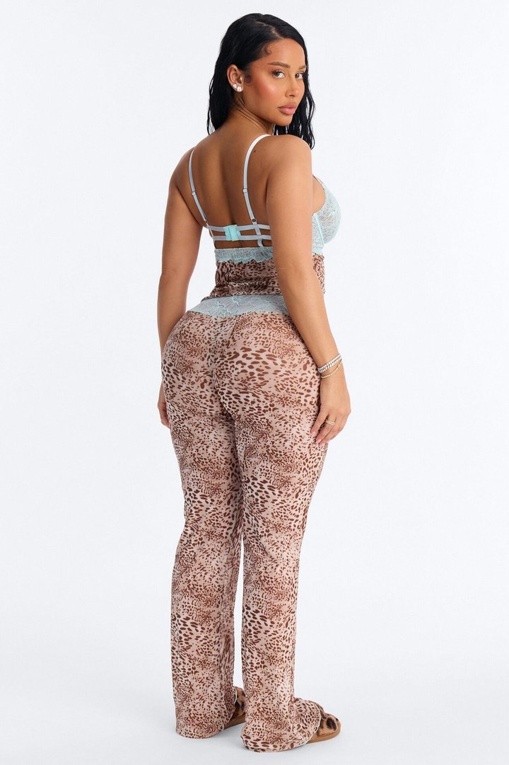 Lola 2 Piece Leopard Mesh PJ Cami Set - Blue/combo