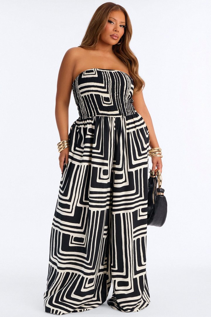 Aurora Strapless Wide Leg Jumpsuit - Black