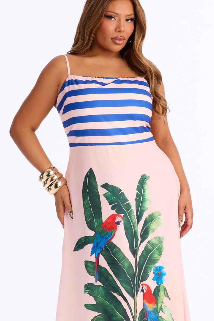 Arabella Flowy Maxi Dress - Pink/combo
