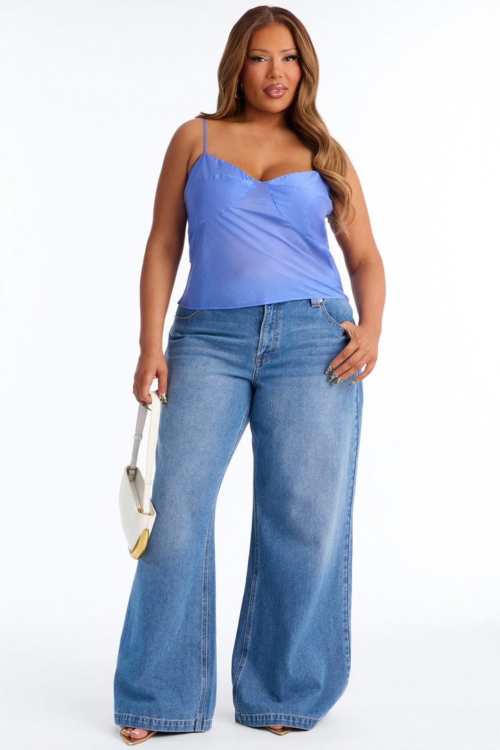 Cutie On the Loose Organza Cami Top - Periwinkle