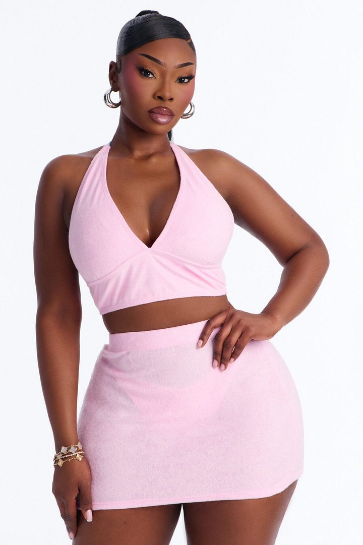 What You Know Bikini And Coverup Skirt - Light Pink