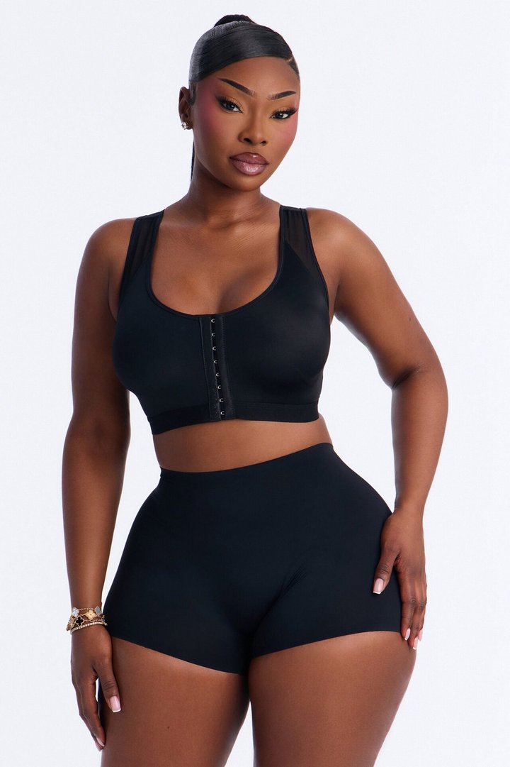Front Close Wireless Posture Support Bra - Black