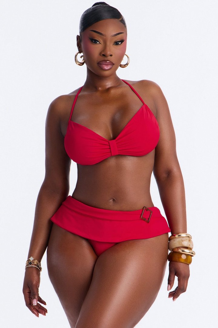 Beach Bum 2 Piece Bralette Bikini Set - DarkRed