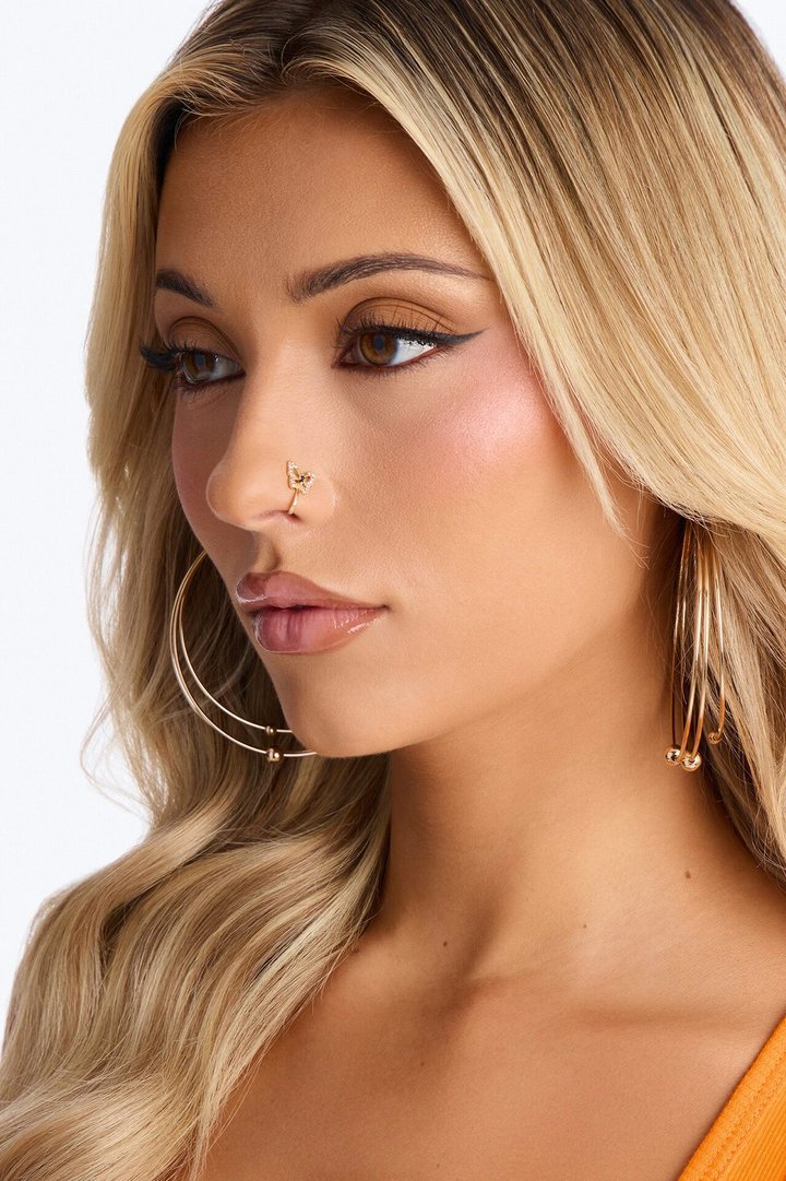 Fly Away Butterfly Faux Nose Ring - Gold