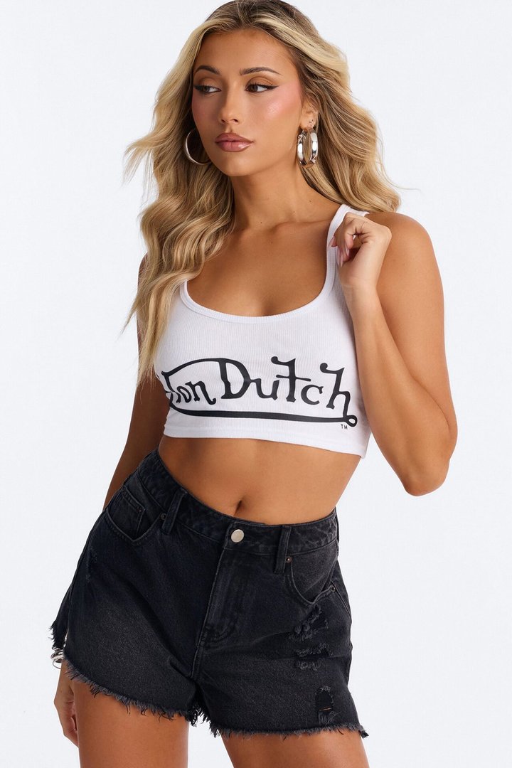 Von Dutch Fitted Crop Tank - White
