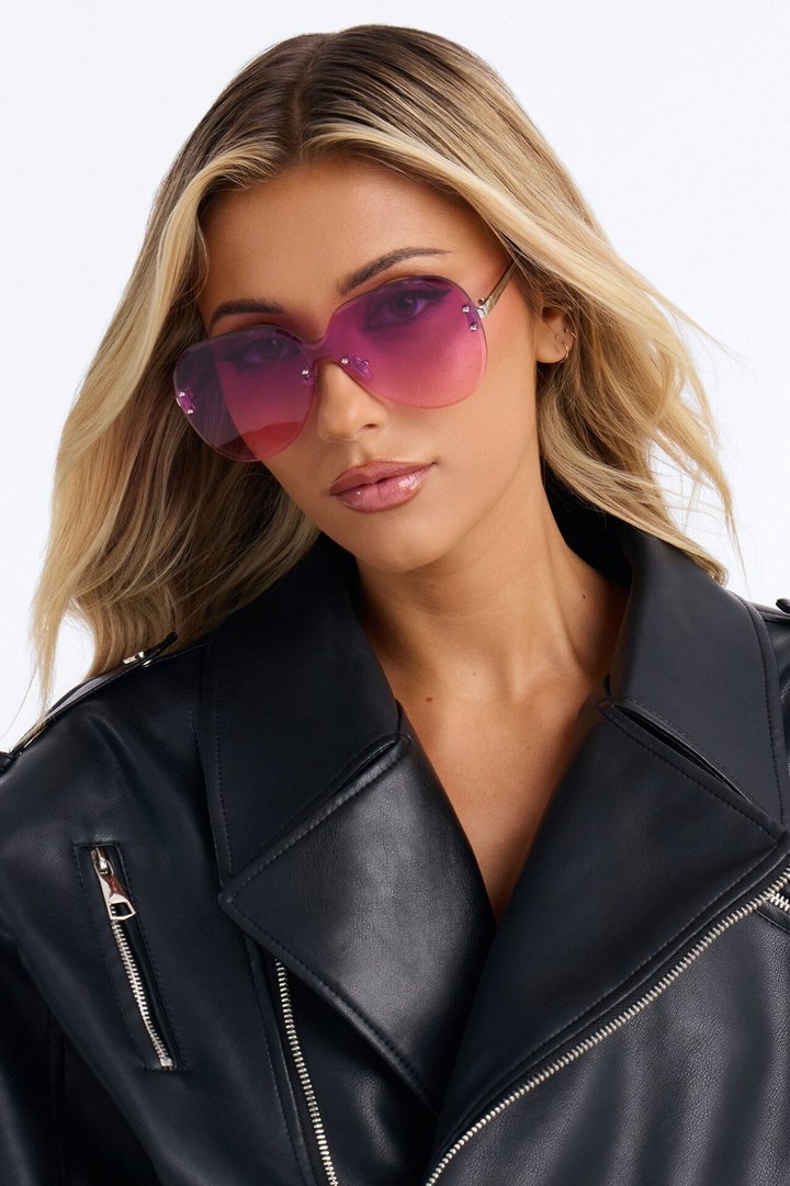 Hot Heart Breaker Sunglasses - Silver/Purple