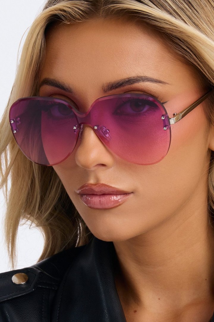 Hot Heart Breaker Sunglasses - Silver/Purple