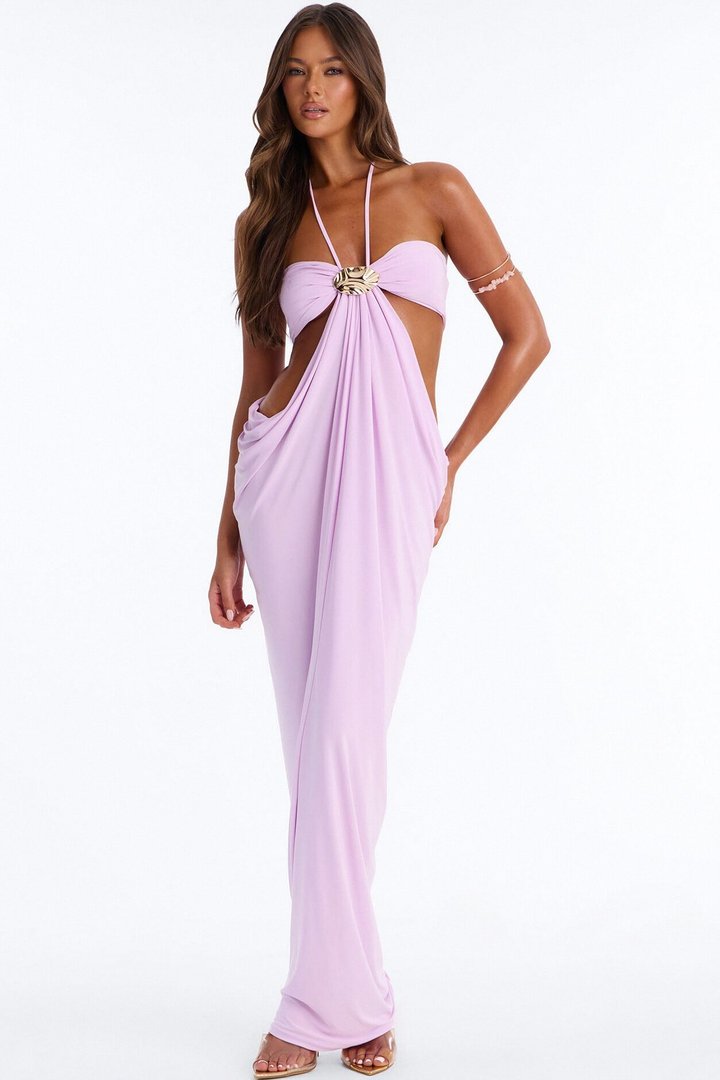 Talia Draped Maxi Dress - Lavender