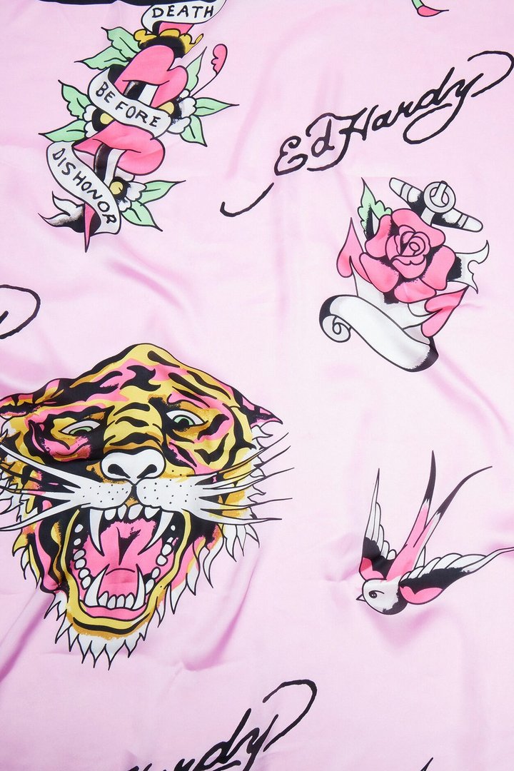 Wild And Sweet Ed Hardy Head Scarf - Pink/combo