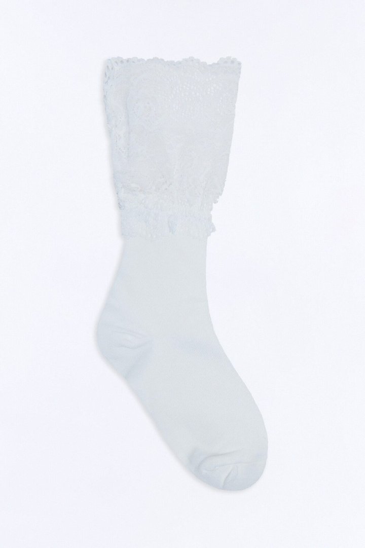 Lace Icon Knee High Socks - White