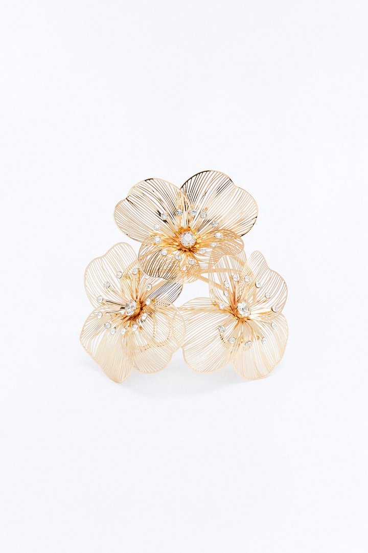 Clarissa Floral Cuff Bracelet - Gold