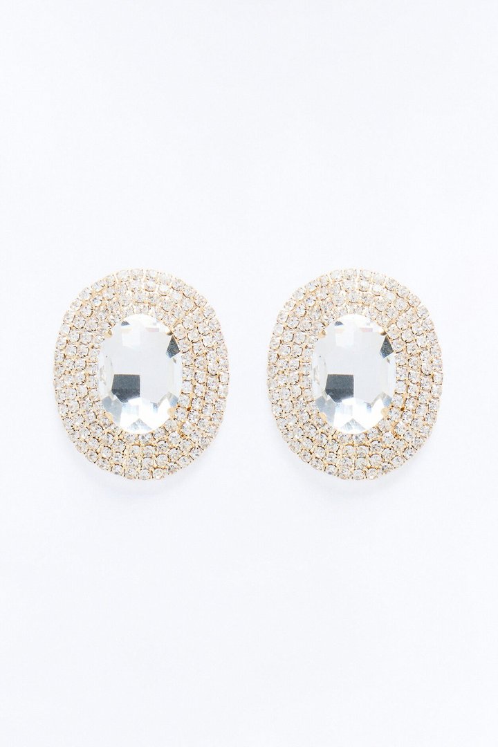 Lure You In Rhinestone Earrings - Silver