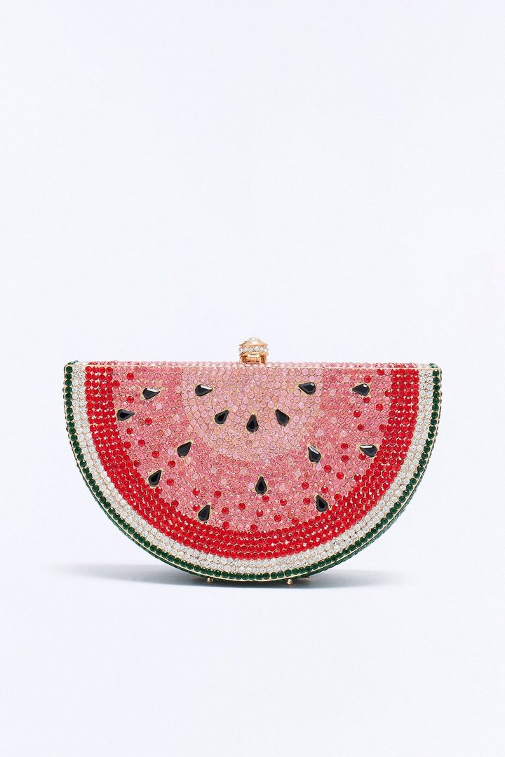 Watermelon Rhinestone Clutch - Red/combo