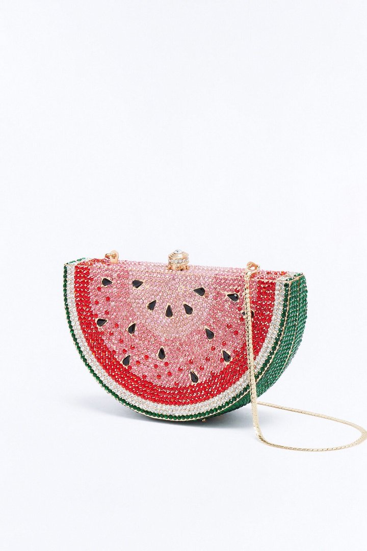 Watermelon Rhinestone Clutch - Red/combo