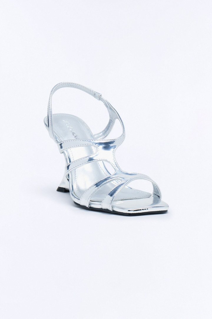 Kadian Novelty Slingback Wedges - Silver