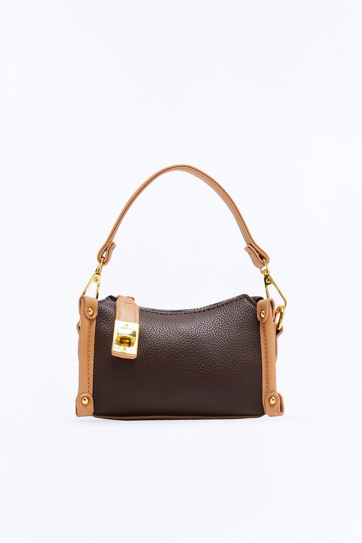 Your Heart Is Safe Faux Leather Crossbody Bag - Brown/combo