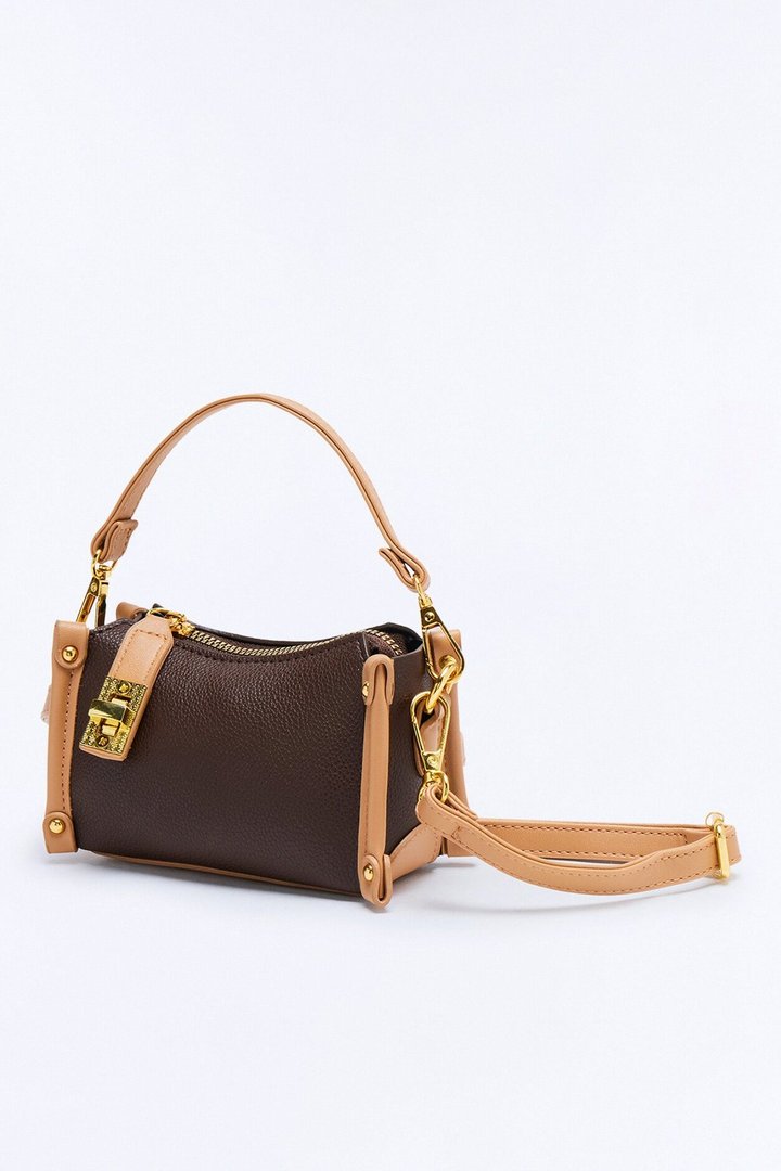 Your Heart Is Safe Faux Leather Crossbody Bag - Brown/combo