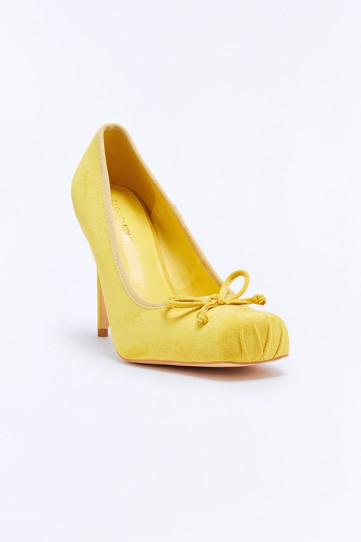 Letta Suede Bow Ballet Pumps - Yellow