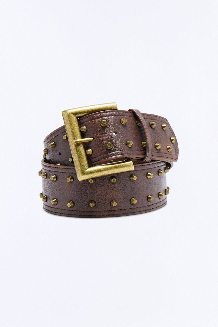 In Full Power Wide Faux Leather Belt - Brown