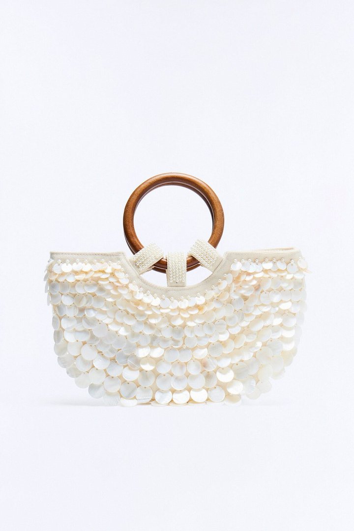 On The Seashore Shell Satchel Handbag - Natural/Combo