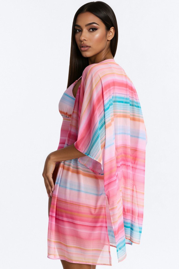 Paulina Ombre 1 Piece Swimsuit & Kimono Set - Pink/combo