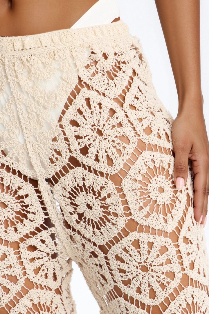 Salina Crochet Cover Up Pants - Cream