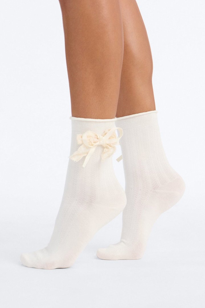 Bows On Bows 2 Pack Crew Socks - White/combo