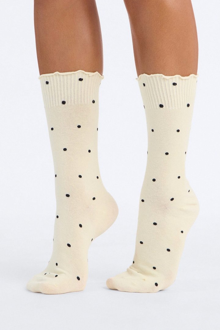 Dots And Ruffles 2 Pack Crew Socks - White/Black