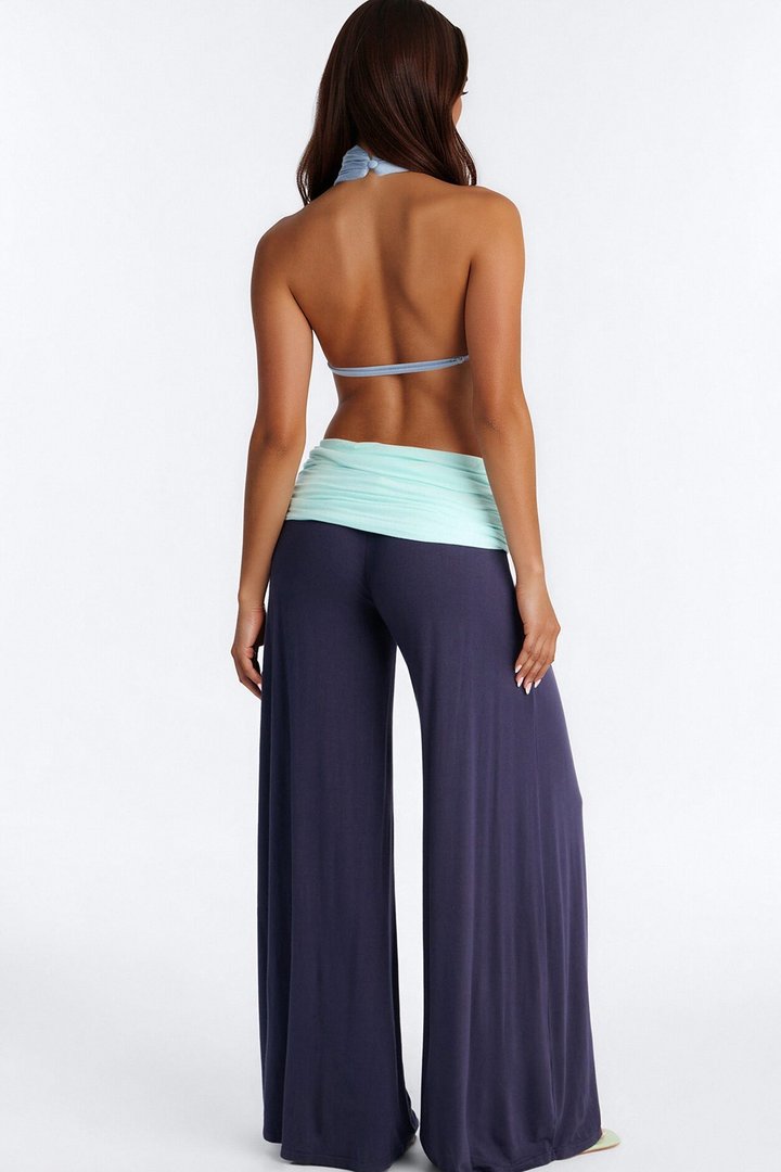 Rosalia Color Block Backless Jumpsuit - Blue/combo