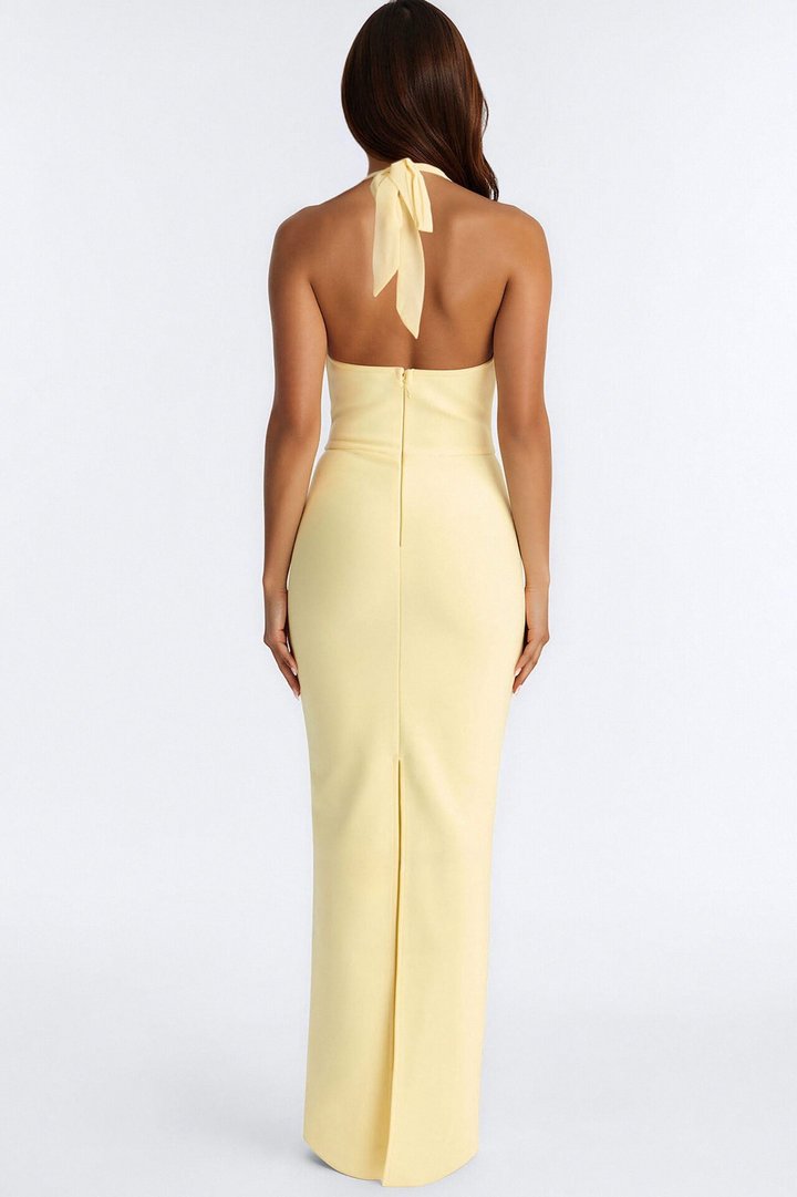 Saxton Ruffle Bandage Gown - ButterYellow