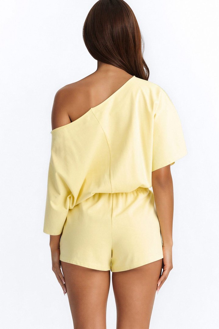 Sunday Dream Cotton Off Shoulder Romper - Butter Yellow