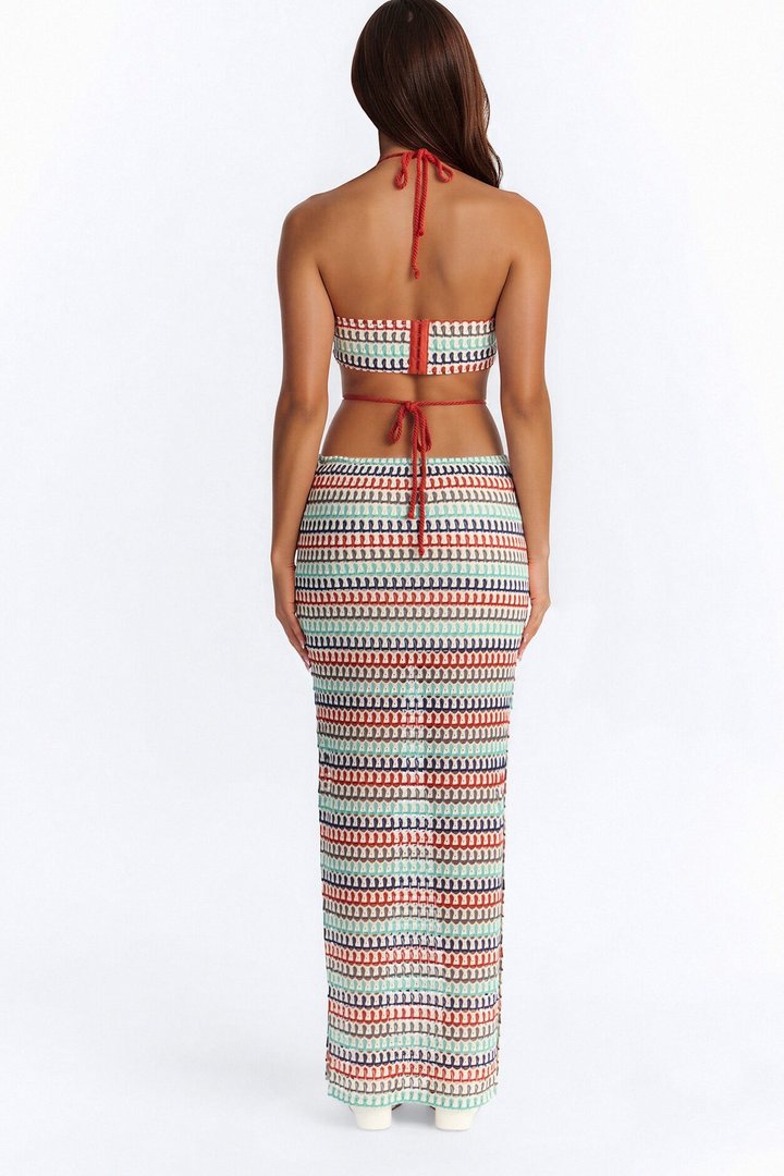 Coconut Kisses Cut Out Crochet Maxi Dress - Marsala