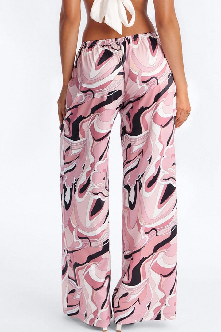Cordelia Mid Rise Printed Wide Leg Pant - Pink/combo