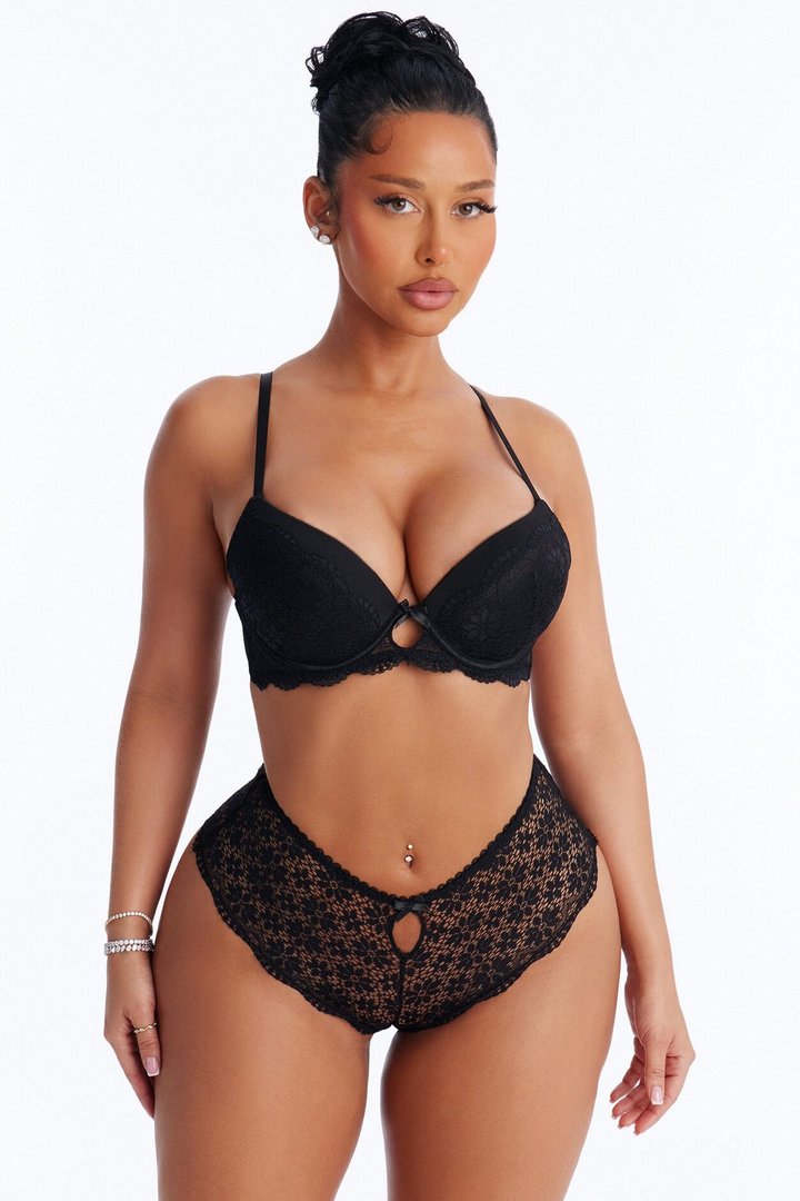 Honey Kiss Lace Boyshort Panty - Black
