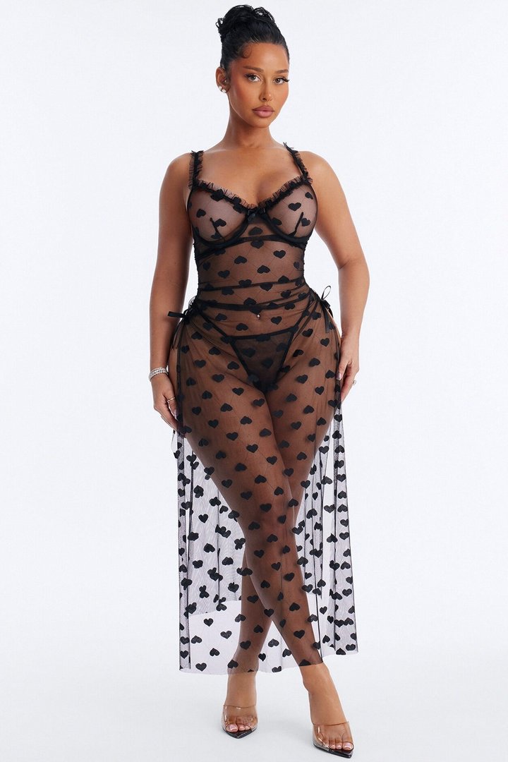 Zoe Mesh Maxi Gown - Black