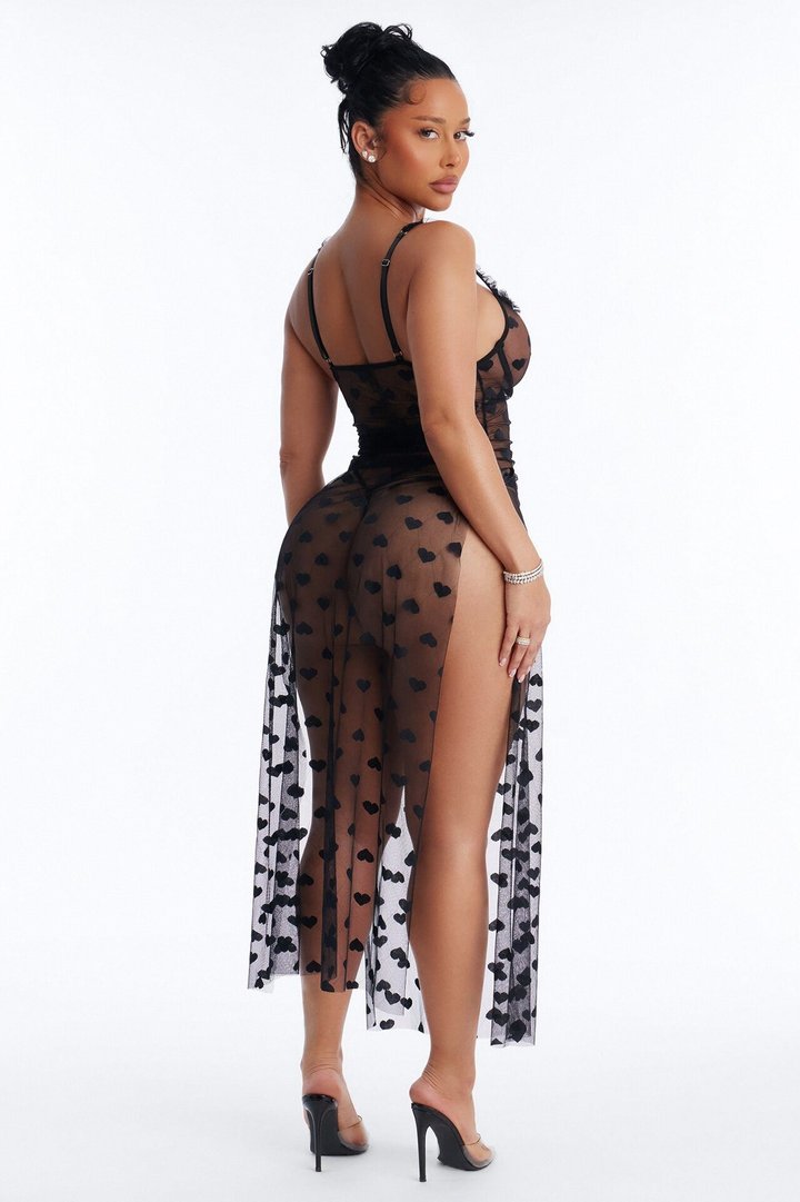 Zoe Mesh Maxi Gown - Black